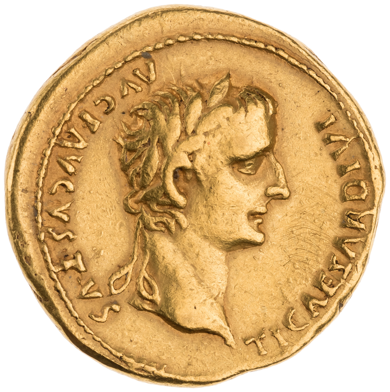 서기 15-16년에 주조된 티베리우스 황제의 금화 동전