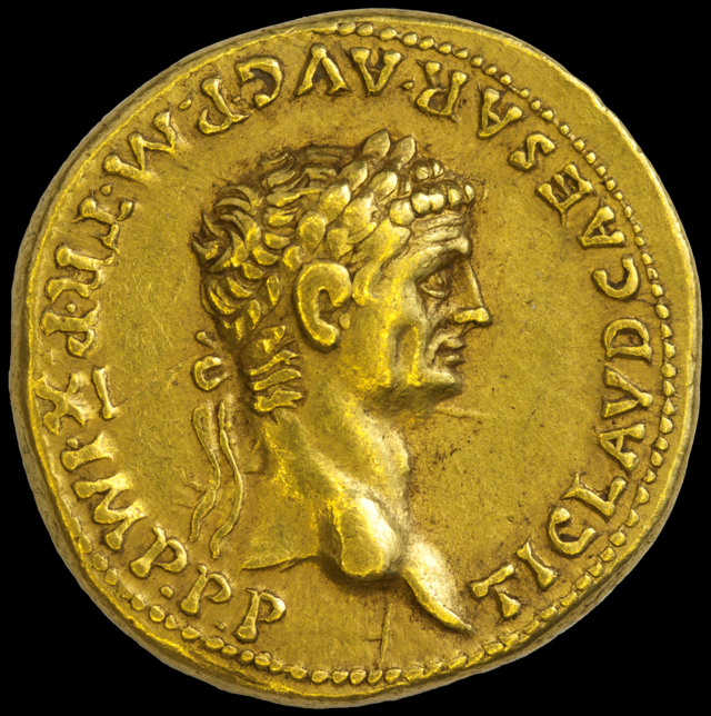 서기 44년 경에 주조된 클리우디우스 황제의 기념 금화(Gold Aureus), 출처 = Wikimedia Commons
